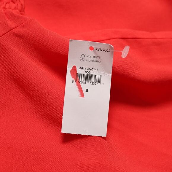 Old Navy Neon Coral Puff Sleeve Ruffle Tie Neck Blouse Top Lightweight Size S - Picture 7 of 11